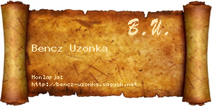 Bencz Uzonka névjegykártya
